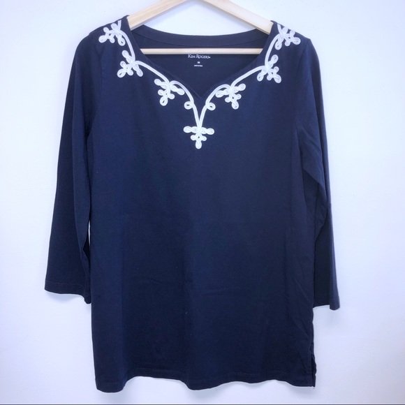 Kim Rogers Tops - Kim Rogers Medium Navy Blue embroidered Top Kim Rogers Tops - Kim Rogers Medium Navy Blue embroidered Top